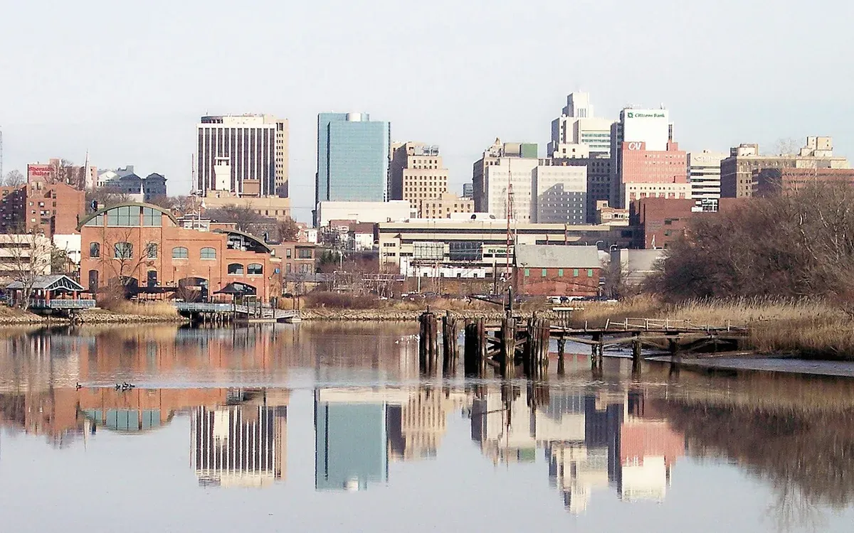 The Wilmington, Delaware skyline along the Christina River