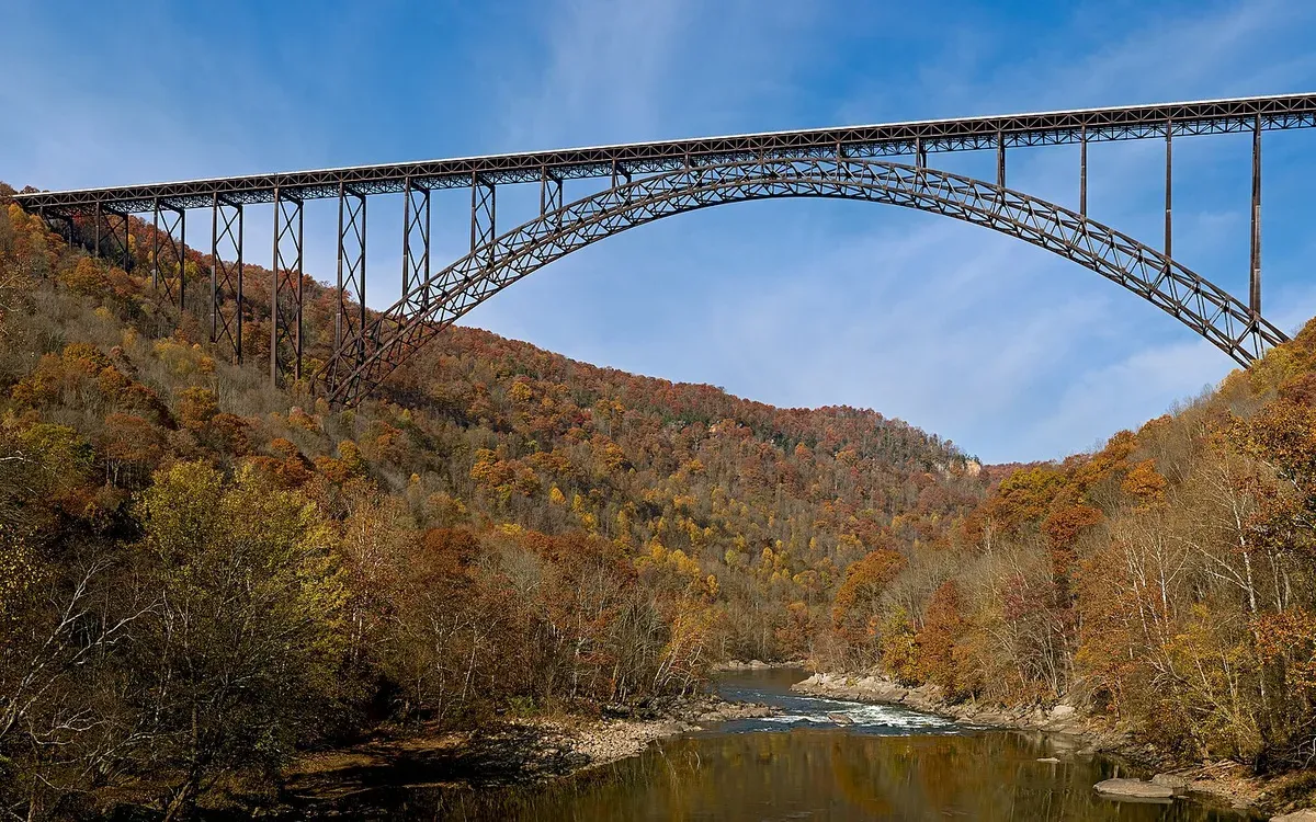 The New River Gorge Bridge spanning the New River Gorge in West Virginia