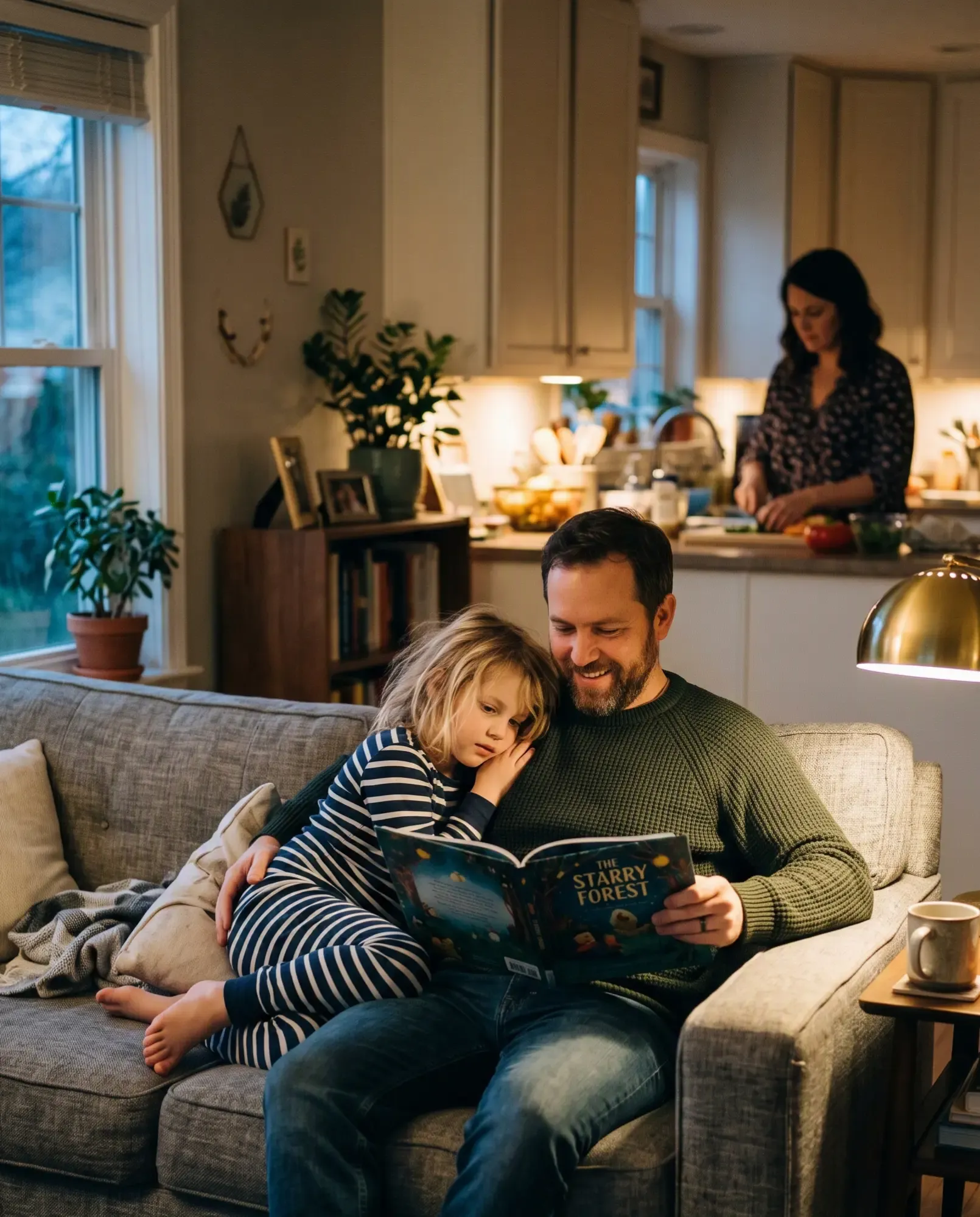 A man working through an online course at home in the evening